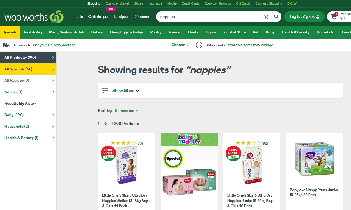 Woolworths | cheap nappies online