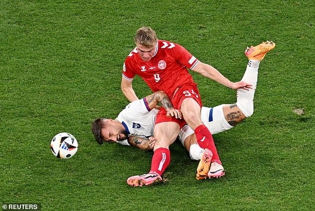 Denmark and Manchester United striker Rasmus Hojlund (top) is yet to score