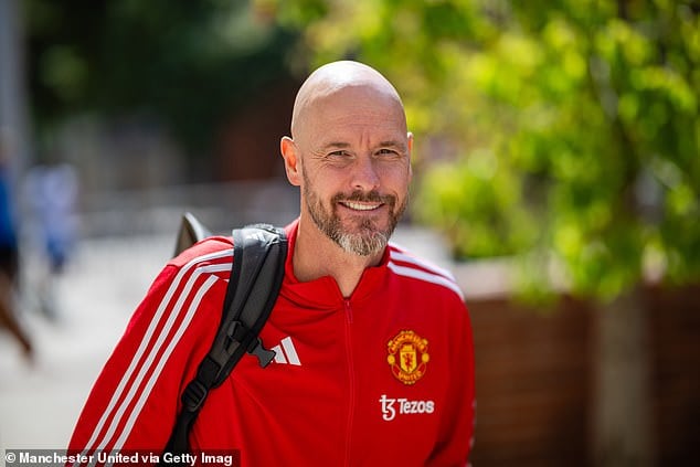 Sancho was banished from United's first-team last year when he hit out at manager Erik ten Hag (pictured)