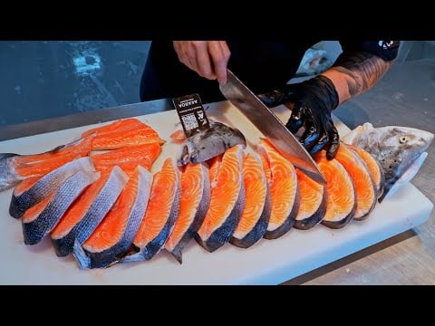 King Salmon！Amazing Salmon Cutting Skills, New Zealand King Salmon/鮭魚王！驚人的鮭魚切割技能, 紐西蘭帝王鮭- Seafood