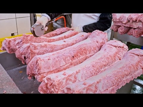 Amazing Pork Chops and Pork Meatball mass production process/巨大排骨！豬排和貢丸大量生產過程-Taiwanese Food Factory